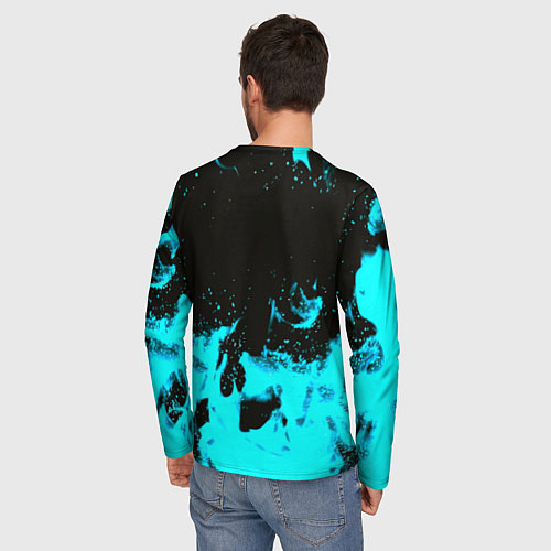 Мужской лонгслив ФК Тоттенхэм голубой огонь / 3D-принт – фото 4