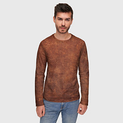 Лонгслив мужской Коричневая кожа, цвет: 3D-принт — фото 2