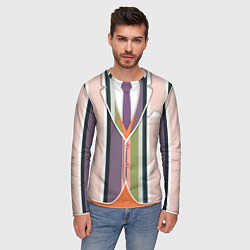 Лонгслив мужской Полосатый пиджак с оранжевым жилетом, цвет: 3D-принт — фото 2