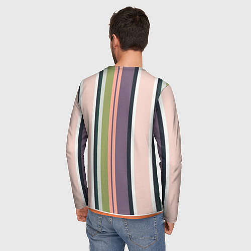Мужской лонгслив Полосатый пиджак с оранжевым жилетом / 3D-принт – фото 4