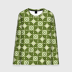 Лонгслив мужской Текстура из ромбов зеленая, цвет: 3D-принт
