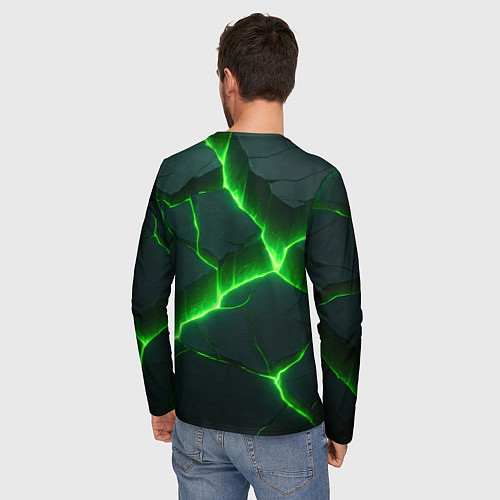 Мужской лонгслив Кислотный зеленый свет из плит / 3D-принт – фото 4