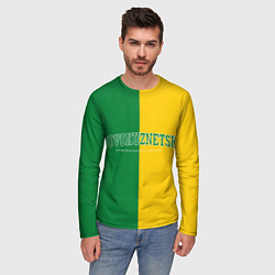 Лонгслив мужской Новокузнецк, зелёно-жёлтый, цвет: 3D-принт — фото 2