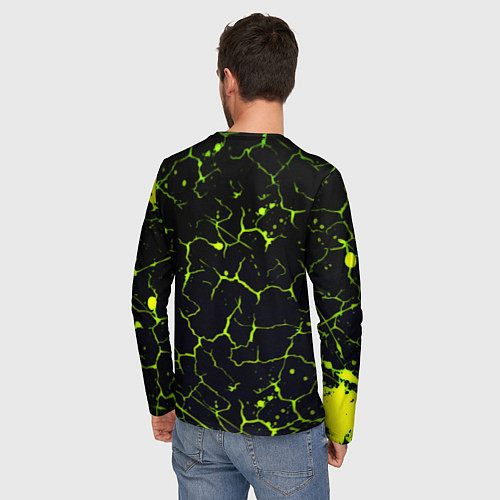 Мужской лонгслив Ливерпуль зеленые трещины / 3D-принт – фото 4