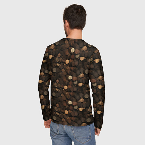 Мужской лонгслив Монеты - паттерн / 3D-принт – фото 4