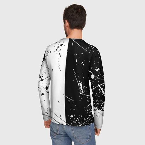 Мужской лонгслив Тоттенхэм черно белые брызги / 3D-принт – фото 4