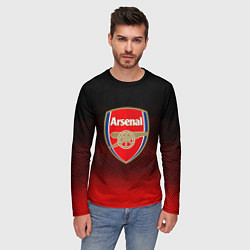 Лонгслив мужской Arsenal текстура полосы красные, цвет: 3D-принт — фото 2