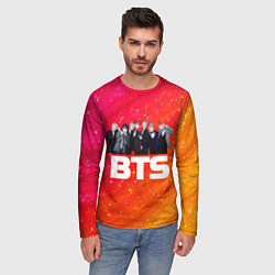 Лонгслив мужской BTS блестящий фон, цвет: 3D-принт — фото 2