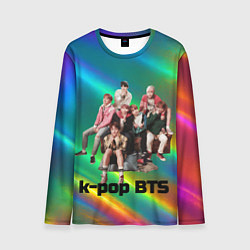 Лонгслив мужской BTS радужный блестящий фон, цвет: 3D-принт