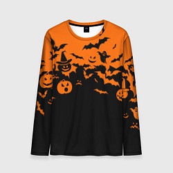 Мужской лонгслив Хэллоуин тыквы и призраки