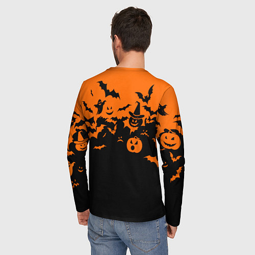 Мужской лонгслив Хэллоуин тыквы и призраки / 3D-принт – фото 4
