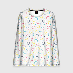 Мужской лонгслив Цветные точки и дуги на белом