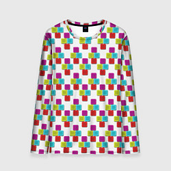 Мужской лонгслив Цветные блоки на белом