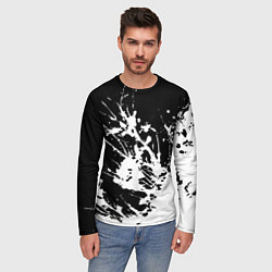 Лонгслив мужской Взрывная белая краска на чёрном, цвет: 3D-принт — фото 2
