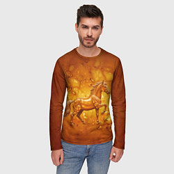 Лонгслив мужской Лошадь из желтого янтаря, цвет: 3D-принт — фото 2
