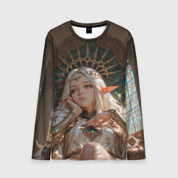 Лонгслив мужской Беловолосая королева эльфов на троне, цвет: 3D-принт