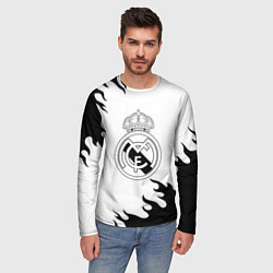 Лонгслив мужской Реал Мадрид черный огонь, цвет: 3D-принт — фото 2