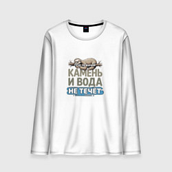 Лонгслив мужской Под лежачий камень ленивец бежевый арт, цвет: 3D-принт