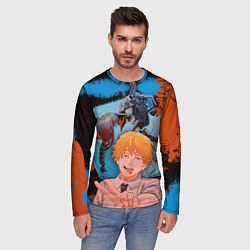 Лонгслив мужской Дэндзи и Макима из Человек бензопила, цвет: 3D-принт — фото 2
