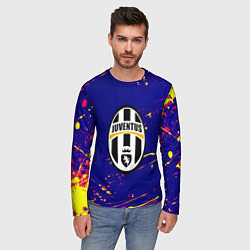 Лонгслив мужской Ювентус желтые краски текстура, цвет: 3D-принт — фото 2