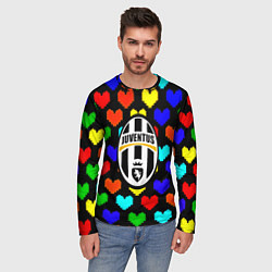 Лонгслив мужской Ювентус сердце паттерн, цвет: 3D-принт — фото 2