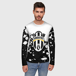 Лонгслив мужской Juventus белые краски текстура, цвет: 3D-принт — фото 2