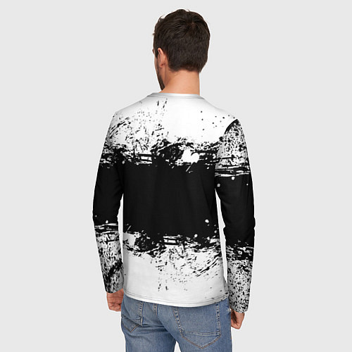 Мужской лонгслив Манчестер Юнайтед черно белые краски лого / 3D-принт – фото 4