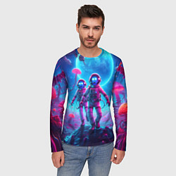 Лонгслив мужской Астронавты Морти и Рик на планете розовых неоновых, цвет: 3D-принт — фото 2