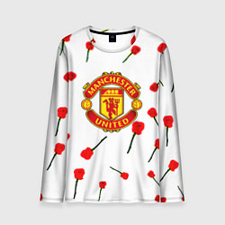 Лонгслив мужской Манчестер Юнайтед розы паттерн, цвет: 3D-принт