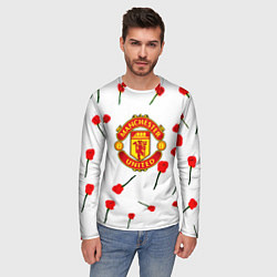 Лонгслив мужской Манчестер Юнайтед розы паттерн, цвет: 3D-принт — фото 2