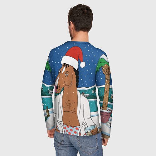Мужской лонгслив Новогодний Конь Боджек / 3D-принт – фото 4