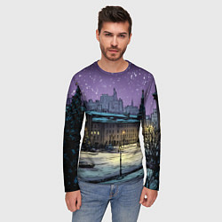 Лонгслив мужской Ночь в новогодней Москве, цвет: 3D-принт — фото 2