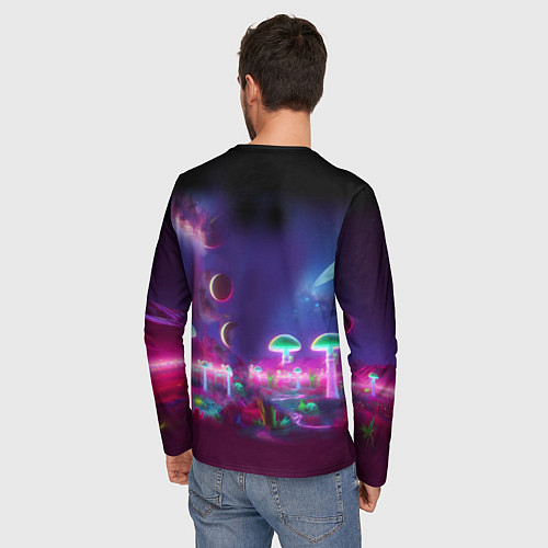 Мужской лонгслив Космонавт Шрук в неоновом скафандре на загадочной / 3D-принт – фото 4