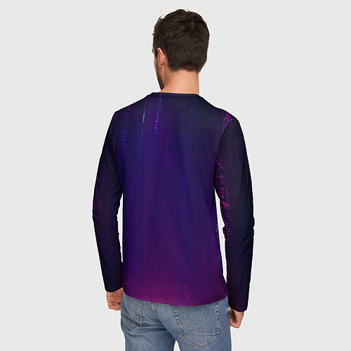 Мужской лонгслив Девушка с тату на руке и пурпурная змея / 3D-принт – фото 4