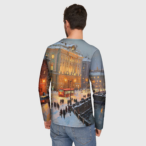 Мужской лонгслив Предновогодний Санкт-Петербург / 3D-принт – фото 4