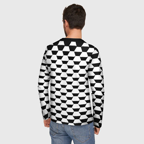 Мужской лонгслив Juventus геометрия черно белая / 3D-принт – фото 4