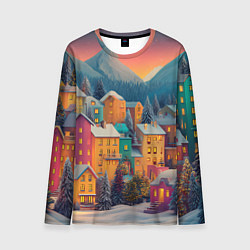 Лонгслив мужской Новогодний город в горах, цвет: 3D-принт