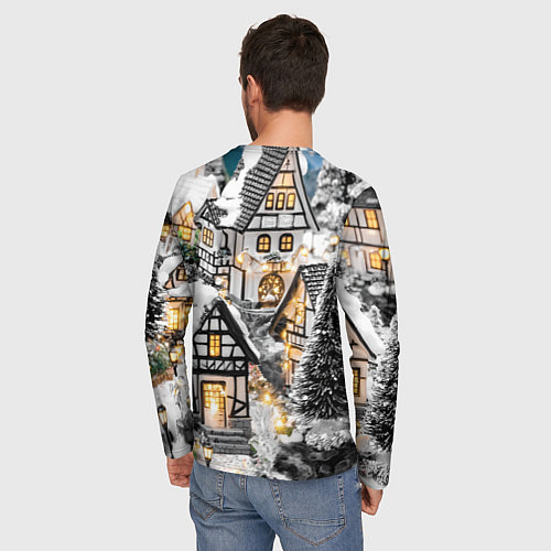 Мужской лонгслив Объемные новогодние дома / 3D-принт – фото 4
