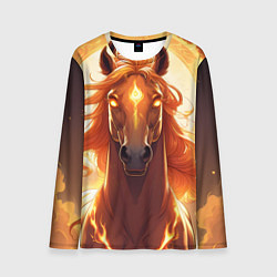 Мужской лонгслив Огненная лошадь в свечении
