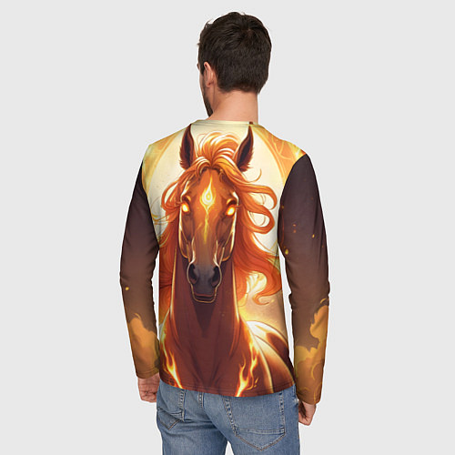 Мужской лонгслив Огненная лошадь в свечении / 3D-принт – фото 4