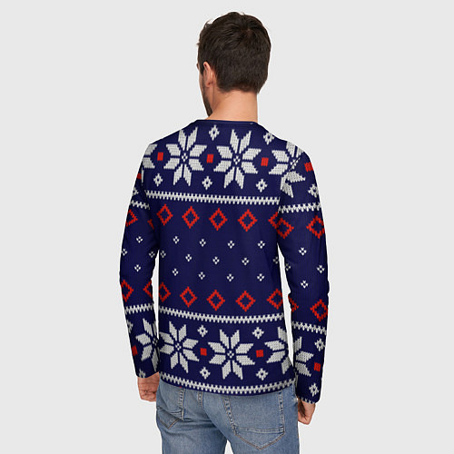 Мужской лонгслив Вязаный новогодний узор / 3D-принт – фото 4