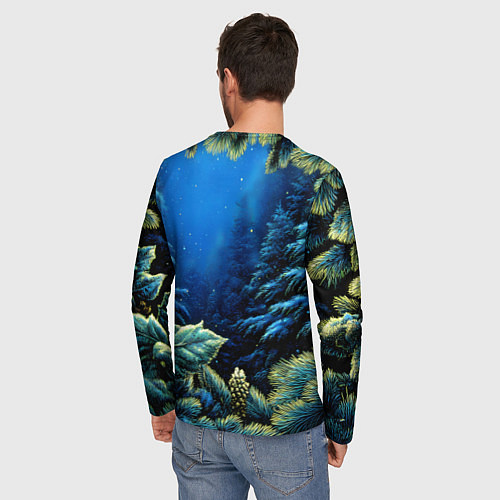 Мужской лонгслив С новым годом - елочные ветки / 3D-принт – фото 4