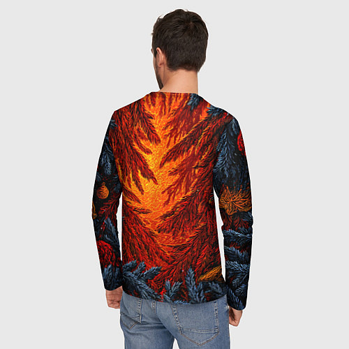 Мужской лонгслив Новогодние ветки елок / 3D-принт – фото 4