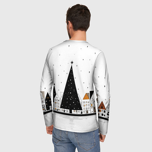 Мужской лонгслив Новый год - минимализм / 3D-принт – фото 4