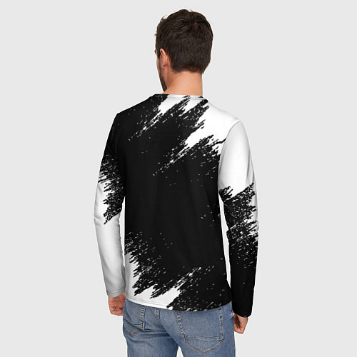 Мужской лонгслив Реал Мадрид черно белые краски / 3D-принт – фото 4