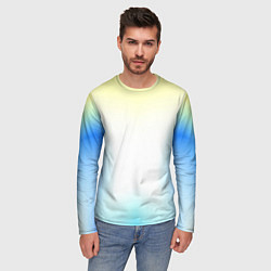 Лонгслив мужской Color yellow blue white, цвет: 3D-принт — фото 2