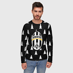 Лонгслив мужской Ювентус ёлочки паттерн, цвет: 3D-принт — фото 2