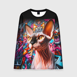 Мужской лонгслив Sphynx on a graffiti background