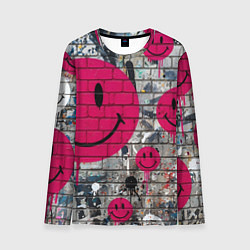 Лонгслив мужской Розовые смайлы граффити, цвет: 3D-принт