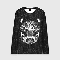 Мужской лонгслив Волки и вороны Одина и древо мира